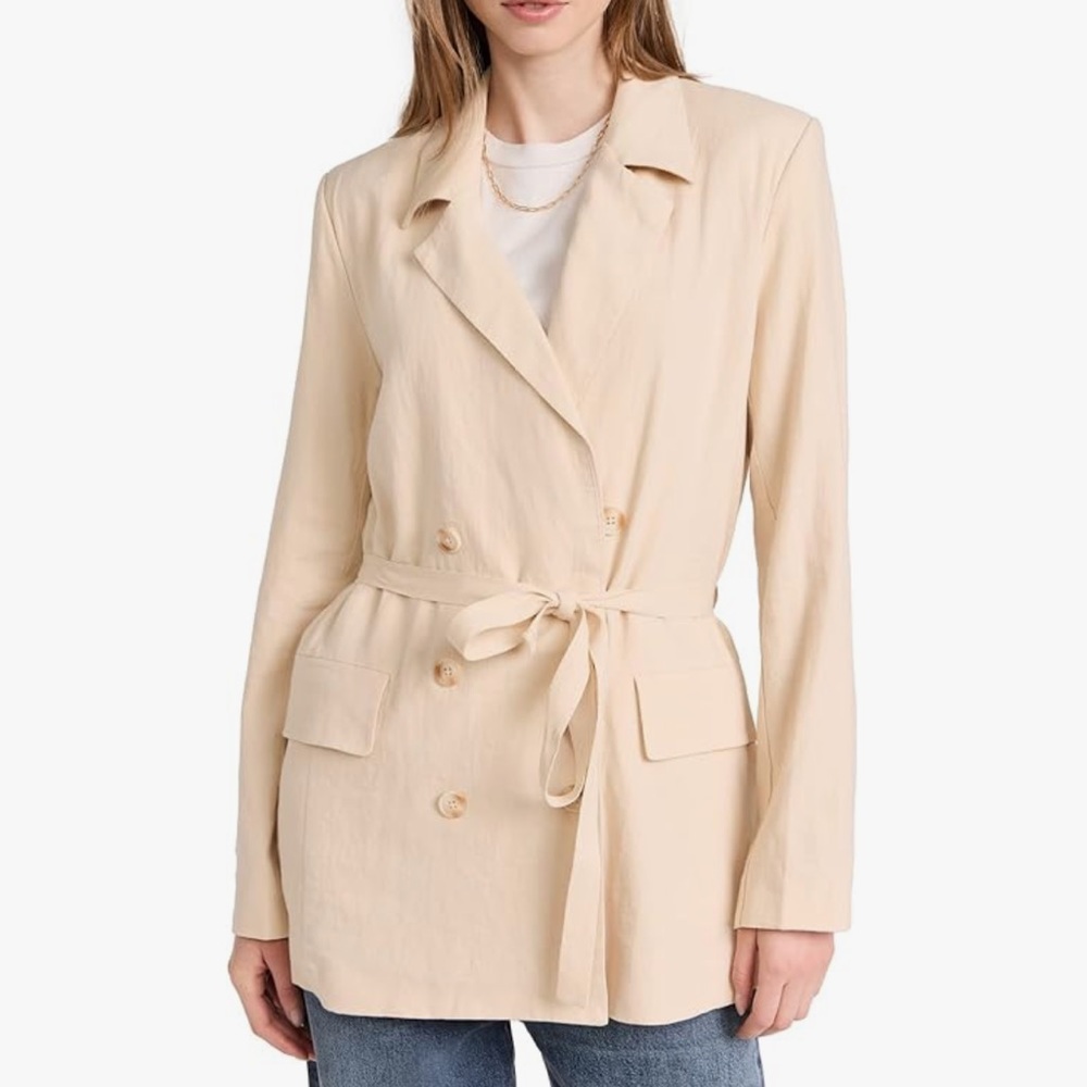 Womens Free People Beige Tie-Front Blazer Jacket